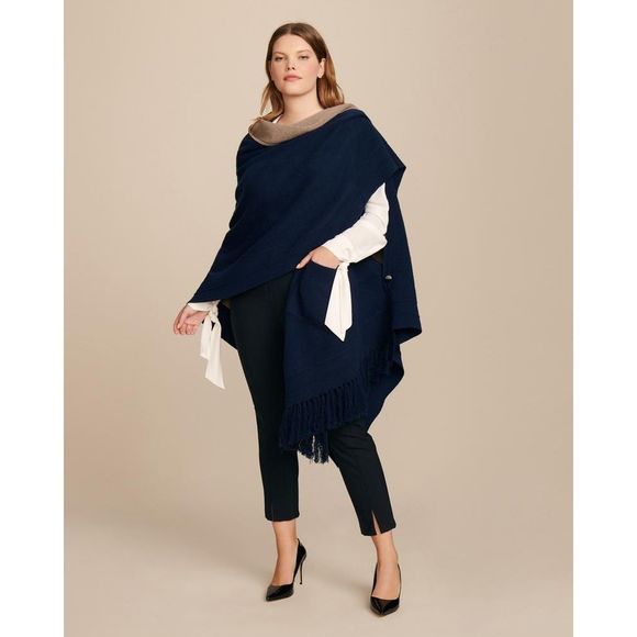 Yigal Azrouel Reversible Two Tone Cashmere Poncho - Picture 8 of 8